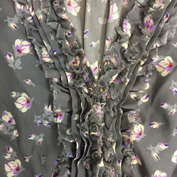 American Eagle Floral Mini Dress Small Grey Raw Edges - Picture 5 of 13